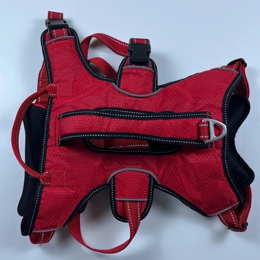 Tuff Pupper Red Heavy Duty Adjustable Dog Harness Reflective Mesh XL No Escape